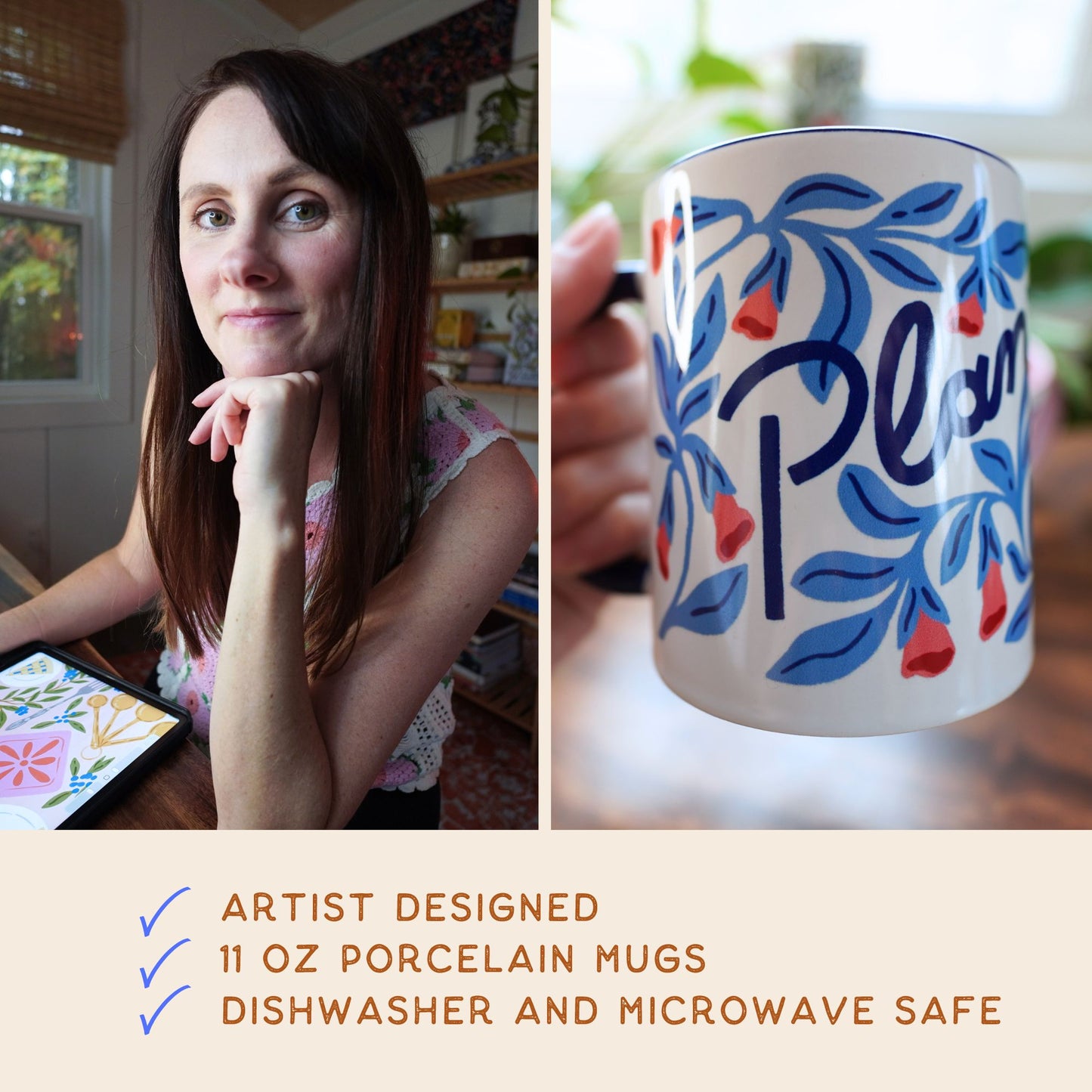 Plant Lover Mug Hand Lettered Mug with Colored Interior