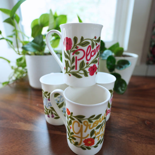 Plant Lover Mugs with Vintage Lettering