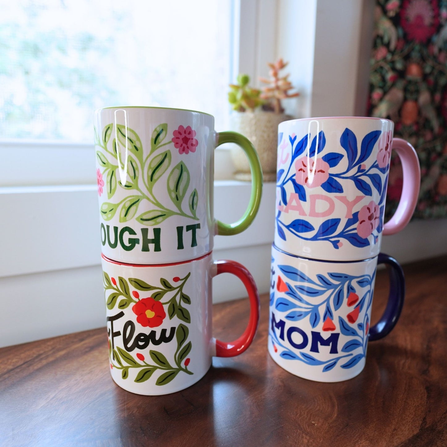 Plant Lover Mug Hand Lettered Mug with Colored Interior