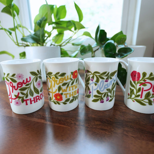 Plant Lover Mugs with Vintage Lettering