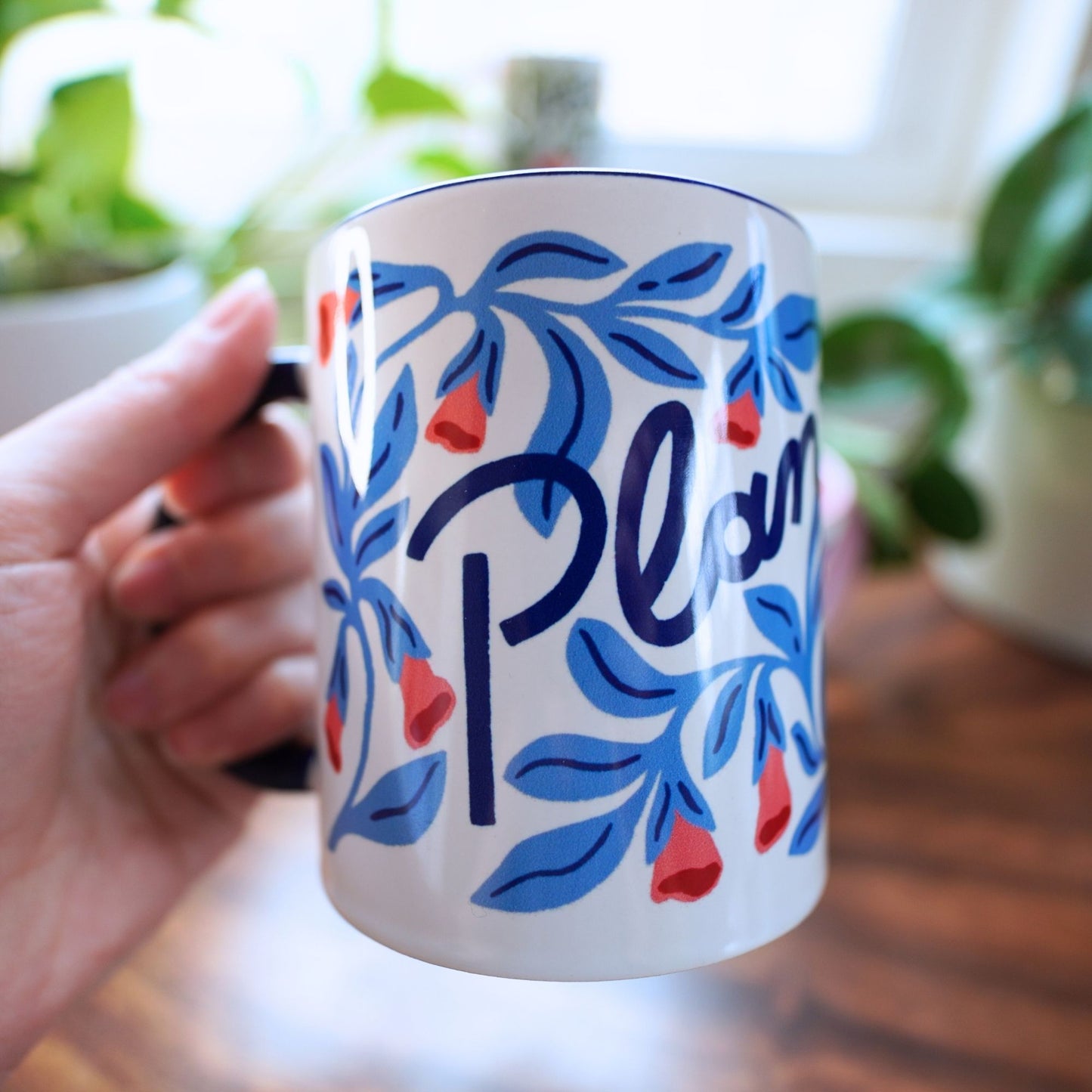 Plant Lover Mug Hand Lettered Mug with Colored Interior