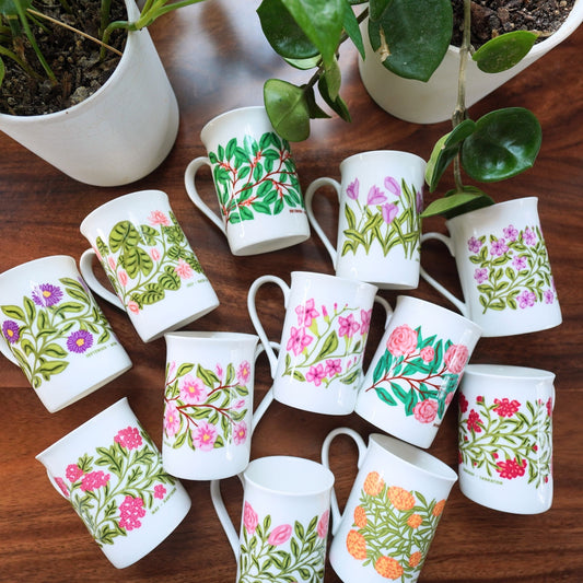 Illustrated Birth Flower Mugs