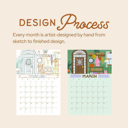 2026 The Home in Seasons Calendar | Interior Spaces and Hand Lettering