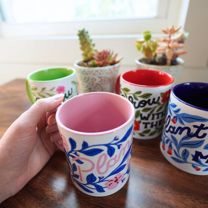 Plant Lover Mug Hand Lettered Mug with Colored Interior