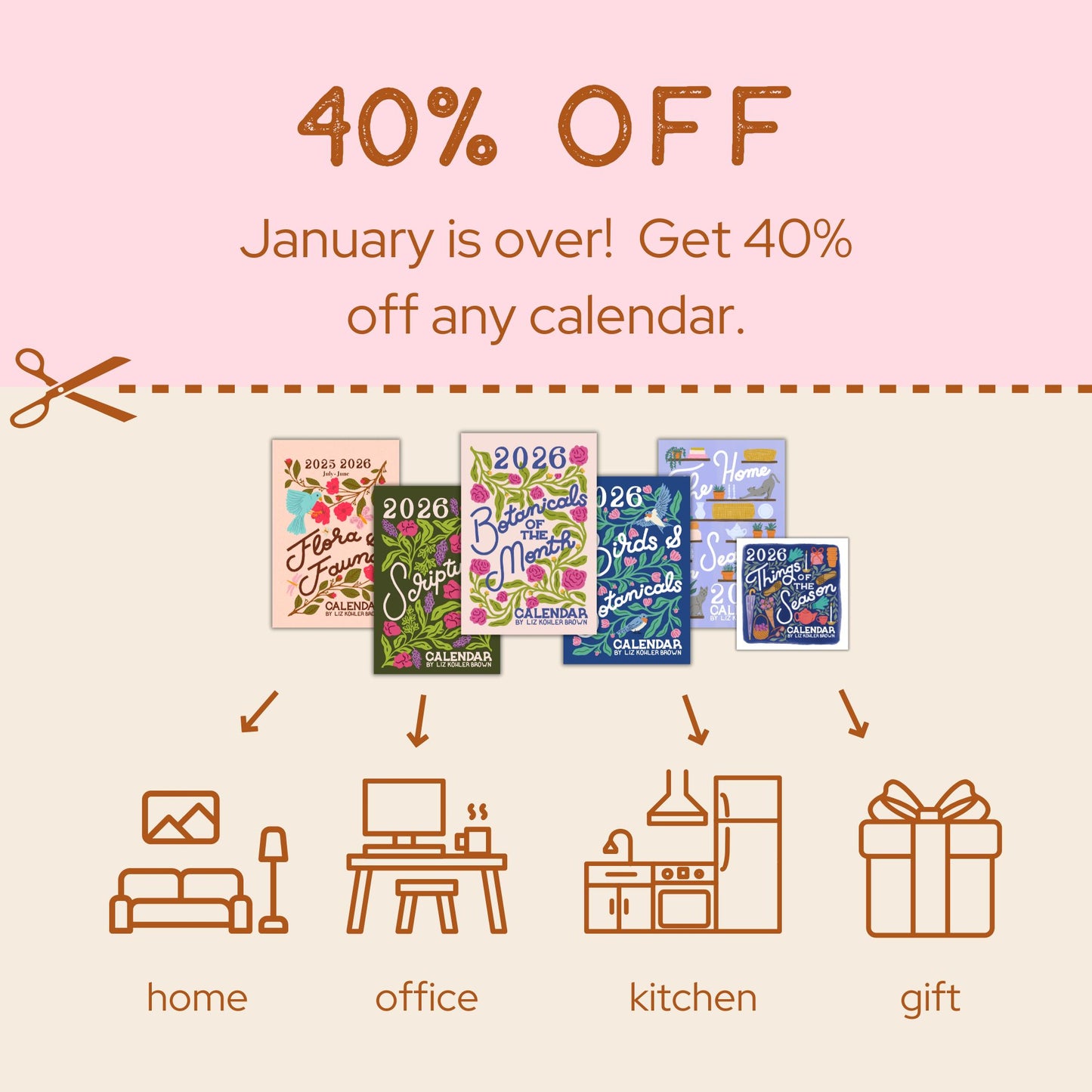 2026 The Home in Seasons Calendar | Interior Spaces and Hand Lettering