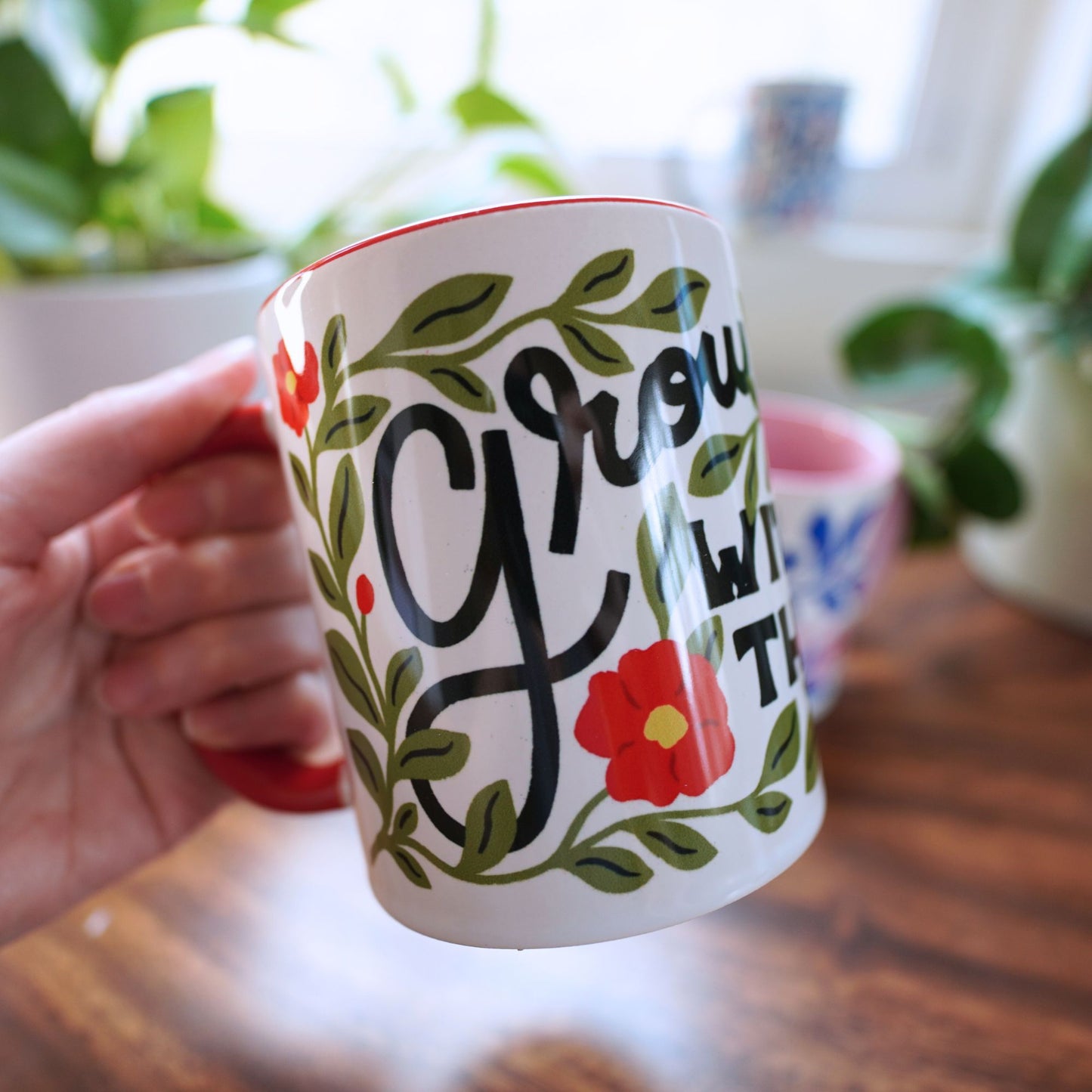 Plant Lover Mug Hand Lettered Mug with Colored Interior