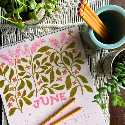 2026 Flora and Fauna Calendar | Botanical Art & Hand Lettering Fine Art Wall Calendar